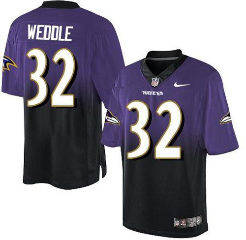 Nike Ravens #32 Eric Weddle Purple/Black Men's Stitched NFL Elite Fadeaway Fashion Jersey
